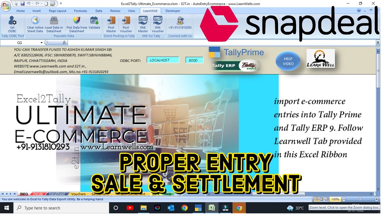 Snapdeal Data Import into Tally | Excel to Tally Import Snapdeal Sales, Credit Note, Settlement
