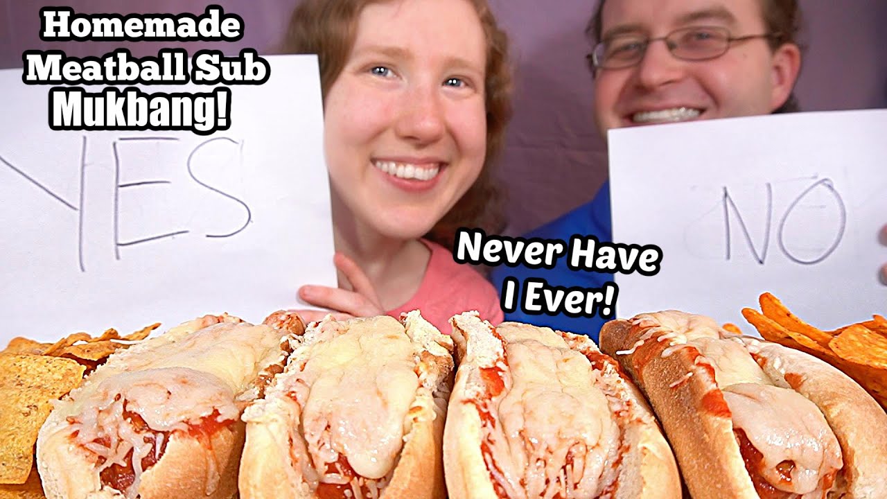 HOMEMADE MEATBALL SUBS MUKBANG (Never Have I Ever!)
