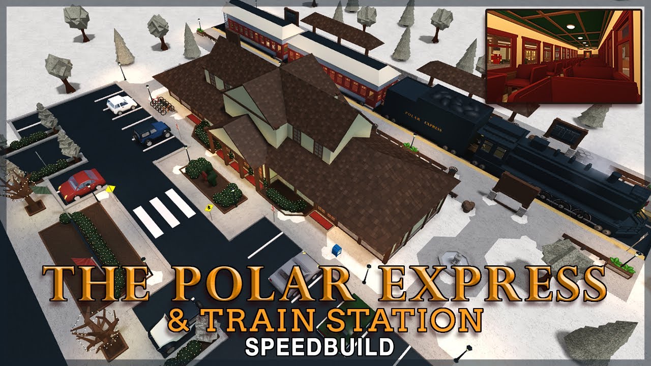 Roblox Bloxburg Polar Express Train Station Speedbuild Youtube
