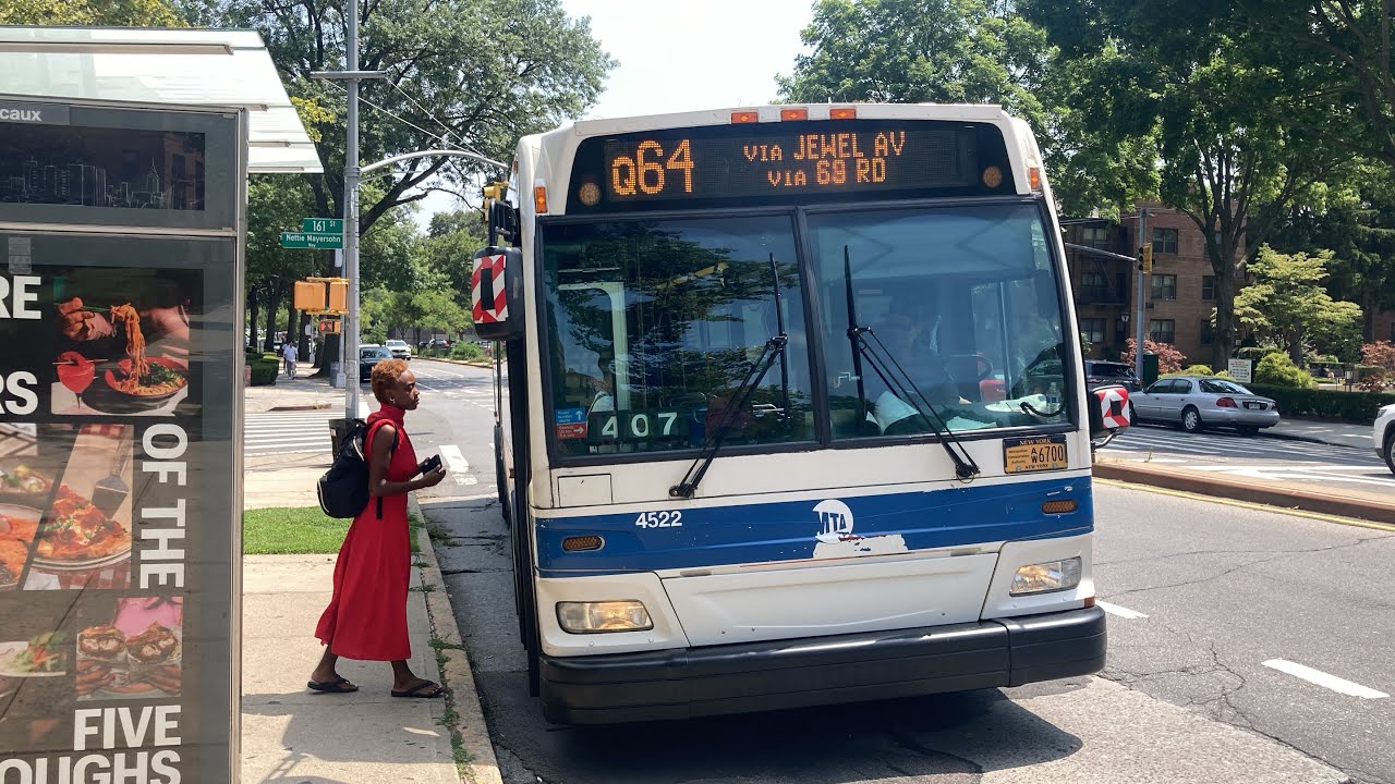 ᴴᴰ MTA Bus: 2009 Orion VII NG Hybrid #4522 on the Q64 Bus @ Jewel Av ...