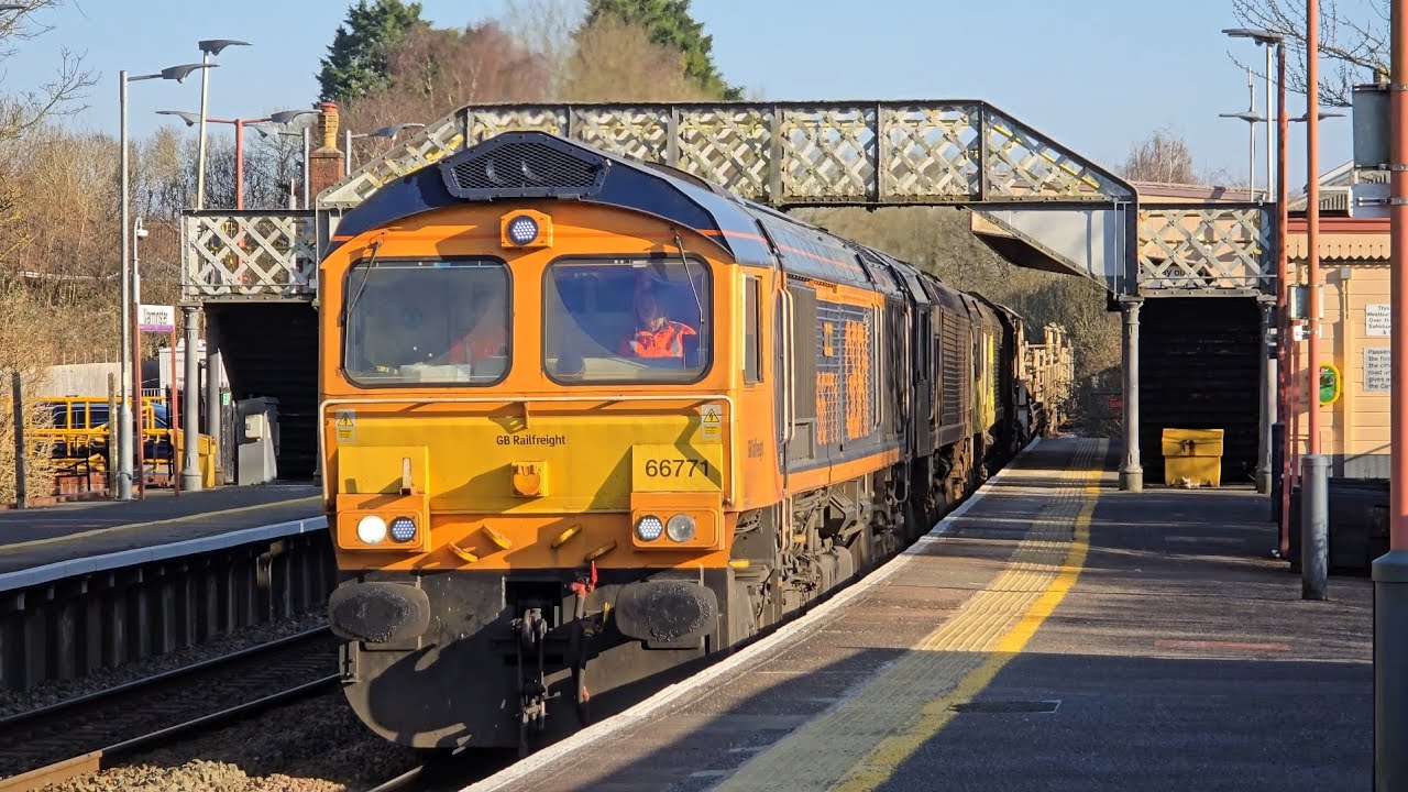 GBRf 66771, 66743 & Colas 66848 Creep Through Warminster 04/03/25