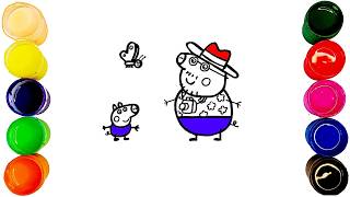 Daddy Pig and George Catching a Butterfly  | Fun Coloring for Kids and Toddlers