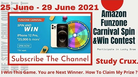 Amazon Funzone Carnival Spin And Win Quiz Answers Today। Win iPhone12 pro,25000 &More..।25 June 2021