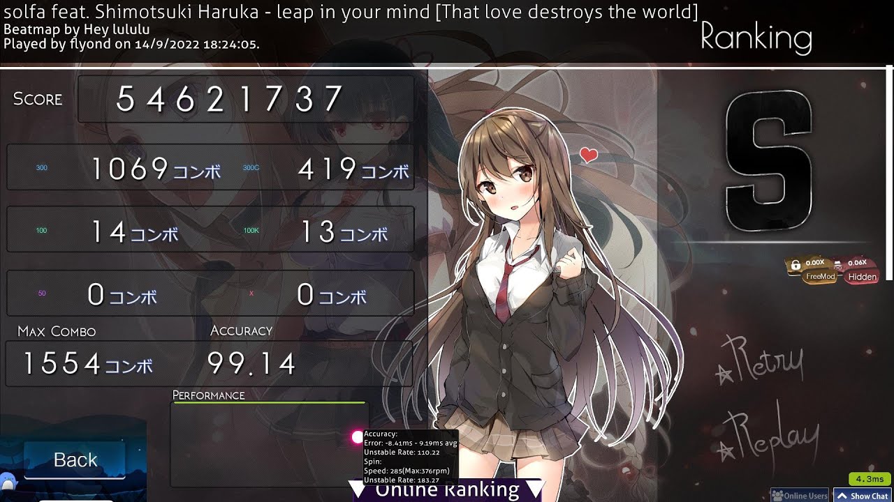 osu! 333pp || leap in your mind [That love destroys the world] +HD || 99.14% FC