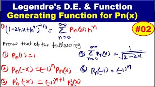 #12 Generating function for Legendre  function of first kind  | Legendre's Function