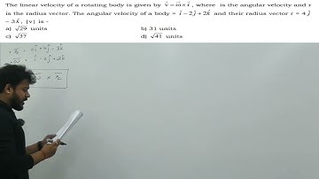 The linear velocity of a rotating body is given by v r , where is the angular velocity and r is the