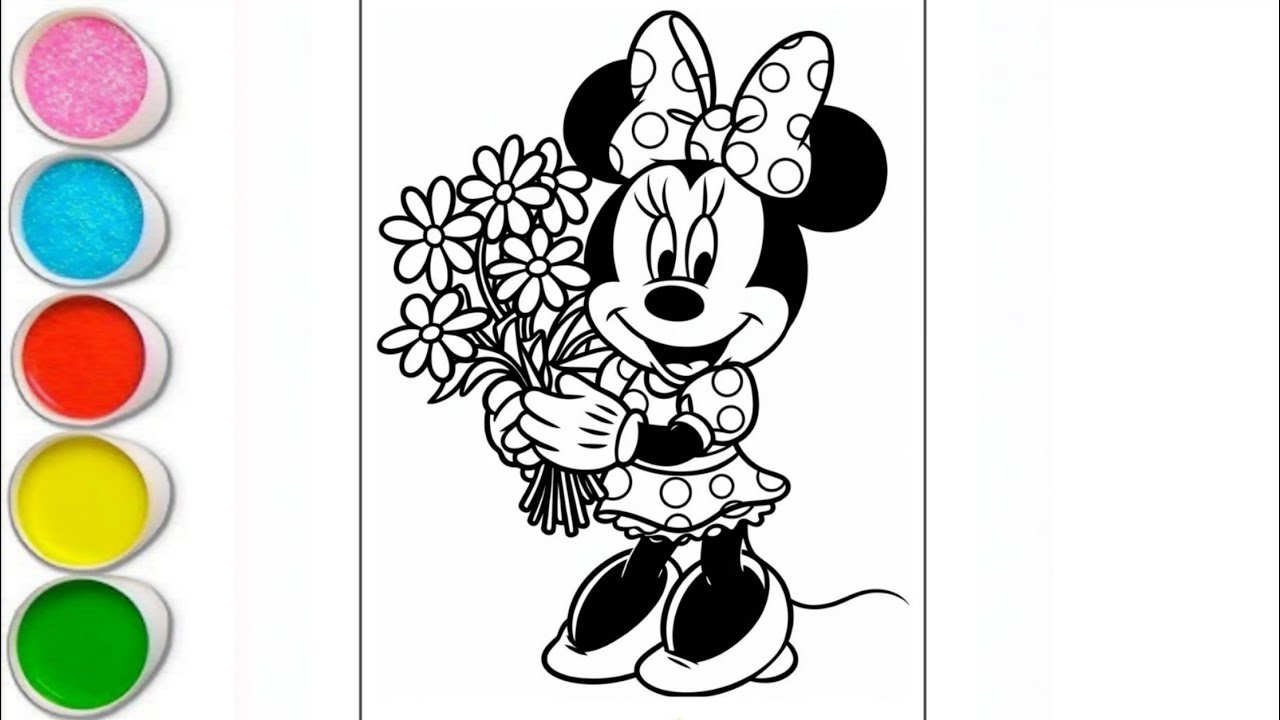 How to draw Minnie mouse, Mickey mouse drawing & colouring, mickey mouse clubhouse  #36