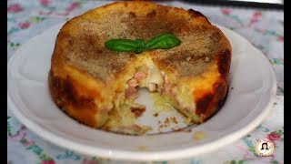 TORTA DI PATATE E MORTADELLA FILANTE cotta al forno TORTA DI PATATE E MORTADELLA FILANTE cotta al forno
