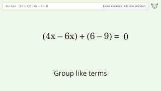 Linear equation with one unknown: Solve (2x+3)2-6x-9=0 step-by-step solution