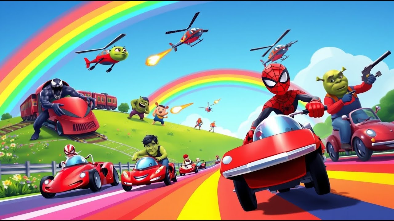 Spiderman Racing البطل الخارق سبايدر مان يقود سيارة الإطفاء، وينقذ الأبطال الخارقين ...