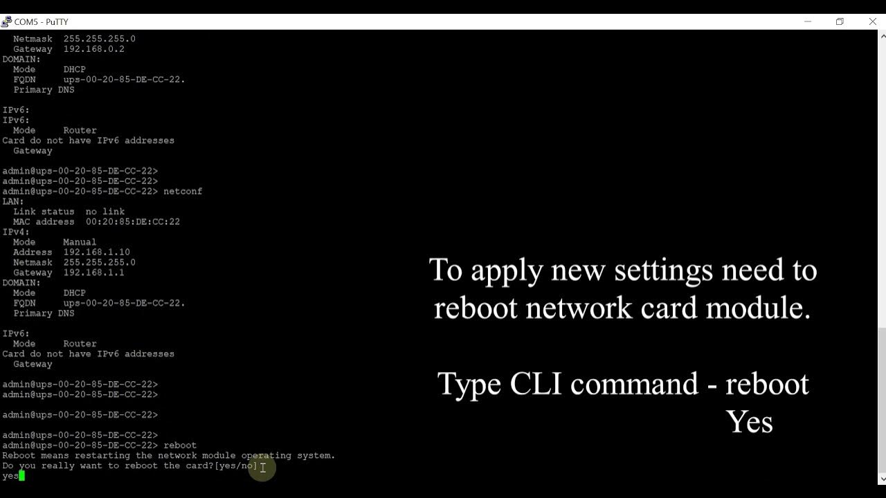How to change IP address to EATON Gigabit network card for UPS Network