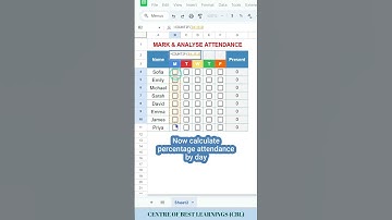Create attendance sheet with column chart in excel #exceltips #productivity