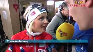 Therese Johaug har lite svårt för Svenska