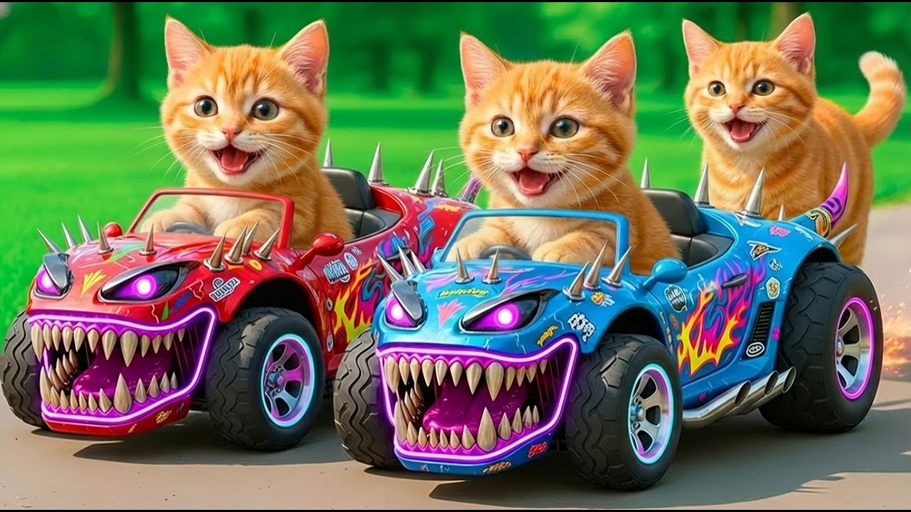 Kittens Drive Monster Beast Cars 🚓 on a Revenge Mission to Rescue Mama Cat from a Bully💥🐱