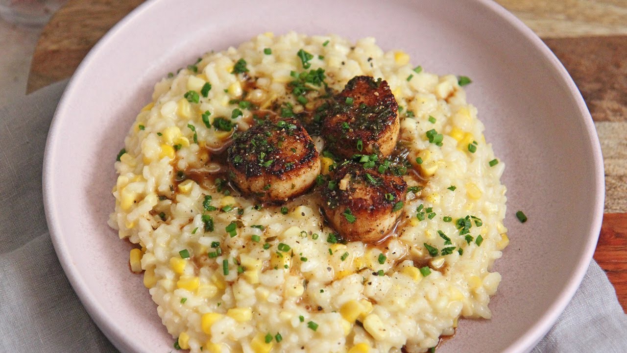 Laura Vitale Makes Corn Risotto with Blackened Scallops YouTube