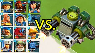 Boom Beach⚓ Every Single Troop vs. Max MACHINE GUN! #BoomBeachAllTroopsVersus | Bane