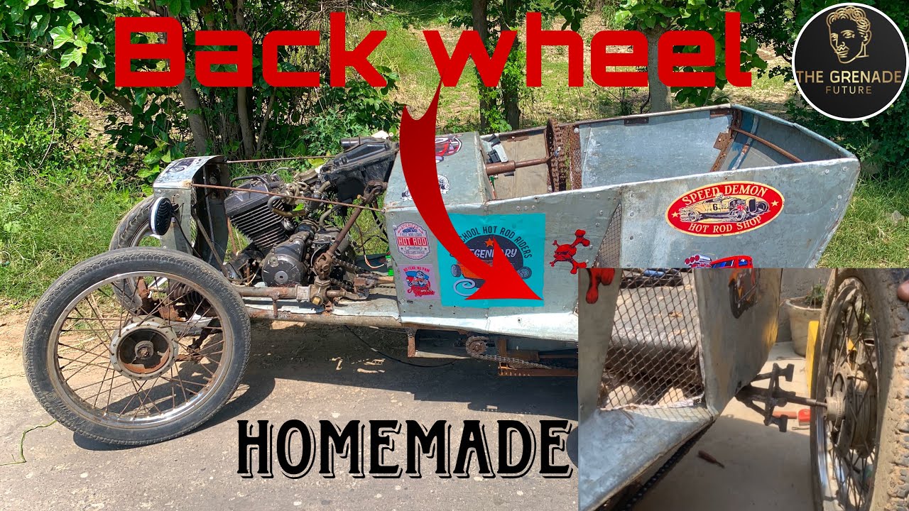 Homemade ratroad car back wheel detail / homemade car with bike engine ...