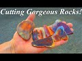 SLABBING and Cutting Gorgeous Agates, Jaspers, Fossils, & More! Rocks Coming out of The Tumbler Too!