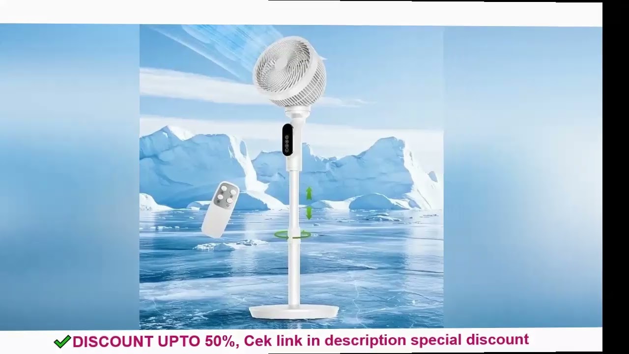 Pedestal Fan for Bedroom, 6 Speeds, 90°+90° Oscillating Quiet 100ft Standing Floor Fan with Remote f