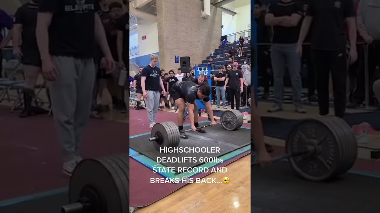 High Schooler deadlifts RECORD 600 Ibs. LEFT IT ALL OUT THERE