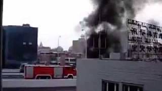 East Asia - East Turkistan - Urumqi - 20090705 - 4  - Fire outbreak near or next to a bridge.