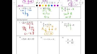 0.2 Solving 1 and 2 Step Equations Notes