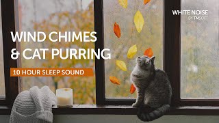 Wind Chimes and Cat Purring Sleep Sound - 10 Hours - Black Screen