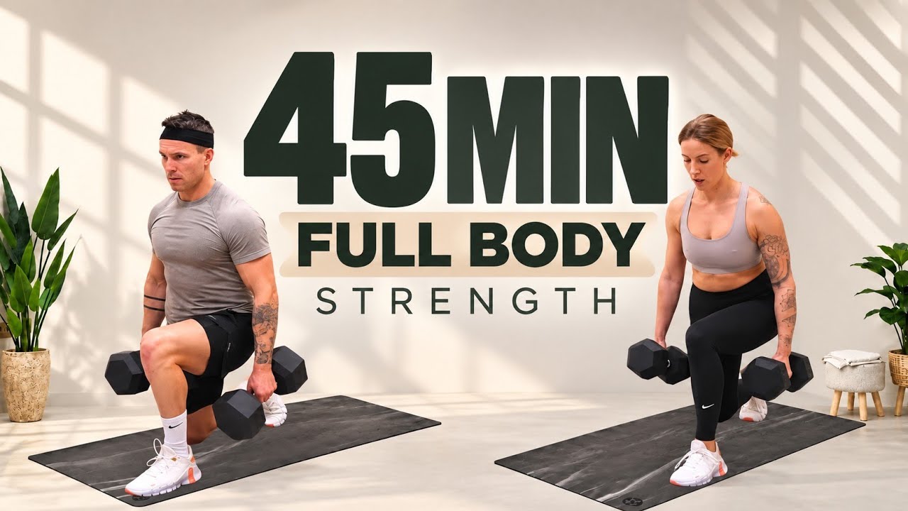 45 Min FULL BODY DUMBBELL WORKOUT | Strength & Muscle (Warm Up & Cool ...
