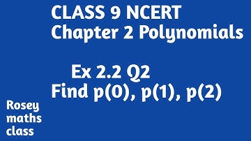 Class 9 Polynomials Ex 2.2 Q2 Find p(0) p(1) and p(2) for each of the following polynomials#maths