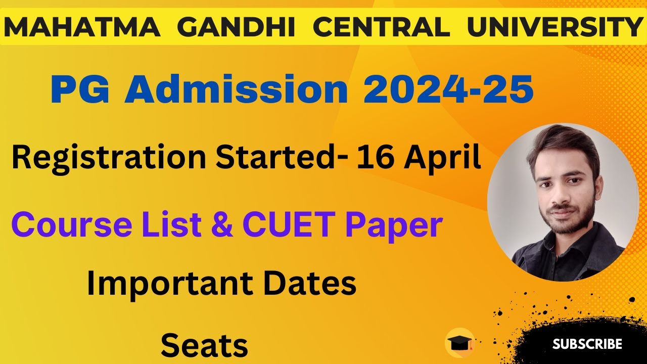 Mahatma Gandhi Central University PG Admission 2024-25 | 20 Course ...