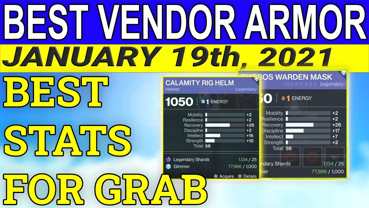 Best Vendor Roll For January 19th, 2021-Best Stats For Grab (Destiny 2 Beyond Light) With timestamp