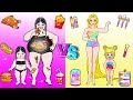 DIY Paper Doll| Fat And Strong Muscle Rainbow VS Black Barbie Contest Extreme Makeover |Dolls Beauty