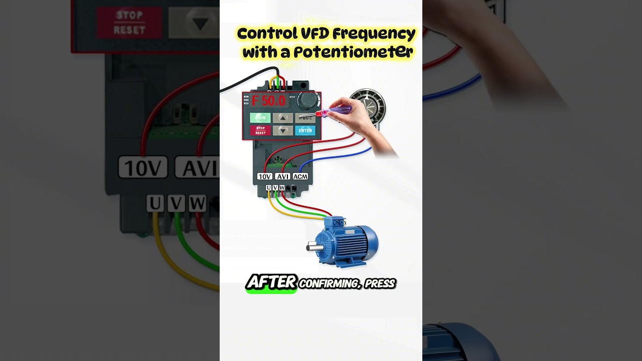VFD Frequency Control Using Potentiometer | 0–50Hz Speed Control Wiring & Settings
