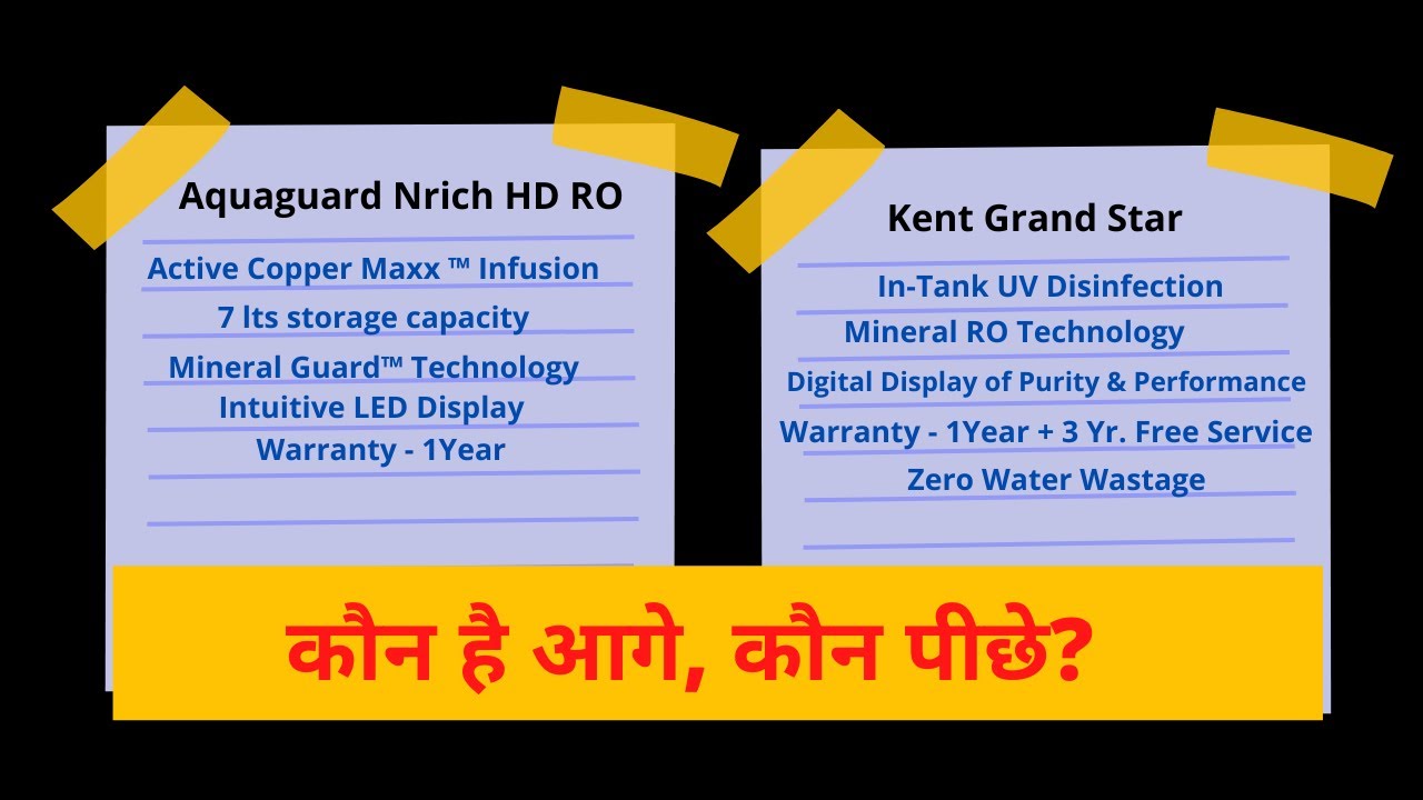 AQUAGUARD NRICH HD RO VS KENT GRAND STAR RO WATER PURIFIER YouTube