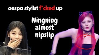 Ningning almost accident on stage | aespa stylist f*cked up