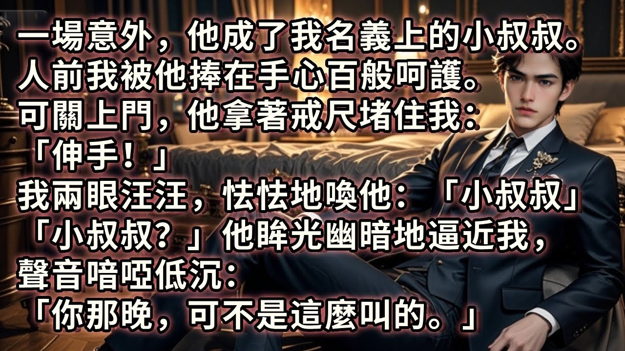 一場意外，他成了我名義上的小叔叔。人前我被他捧在手心百般呵護。可關上門他拿著戒尺堵住我：「伸手！」我兩眼汪汪喚他：「小叔叔……」「小叔叔？」他逼近我，聲音喑啞低沉：「你那晚，可不是這麼叫的。」#小说