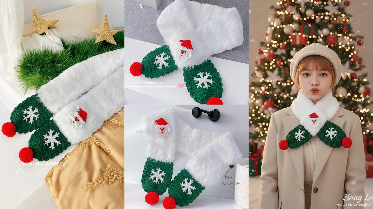 Móc Khăn Choàng Noel Siêu Dễ, Ấm Áp 🎅🏻 Super Easy, Warm Christmas Scarf Crochet | Mimi Handmade
