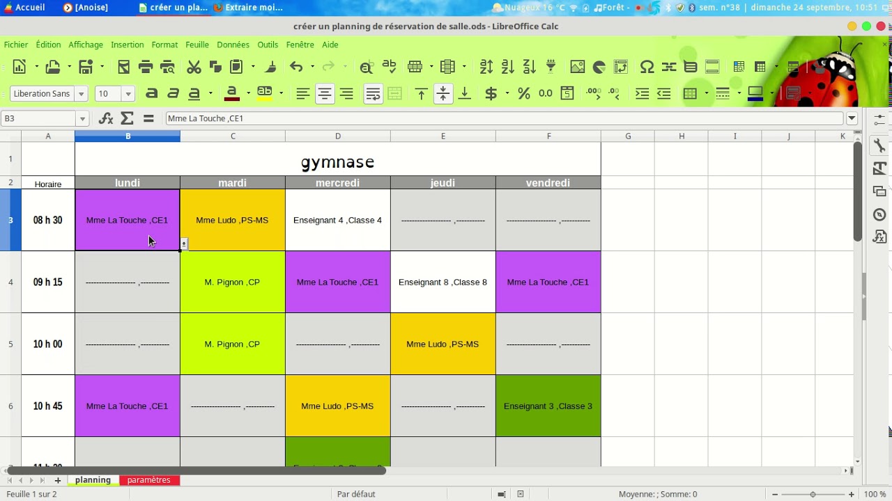 Créer Un Planning De Réservation De Salle Sur Excel
