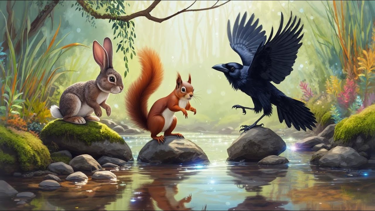 Squirrel and Crow – A Tiny Tale of Friendship and Curiosity! 🐿️🐦