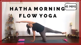 45 Minutes Hatha Morning Flow Yoga | Indian yoga girl