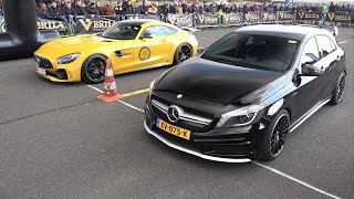 Mercedes-Benz A45 AMG vs Mercedes-AMG GT R vs Audi R8