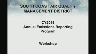 South Coast AQMD AER Workshop - January 8, 2020