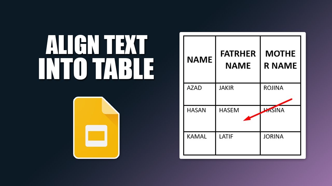 How to align text in a table in google slides - YouTube