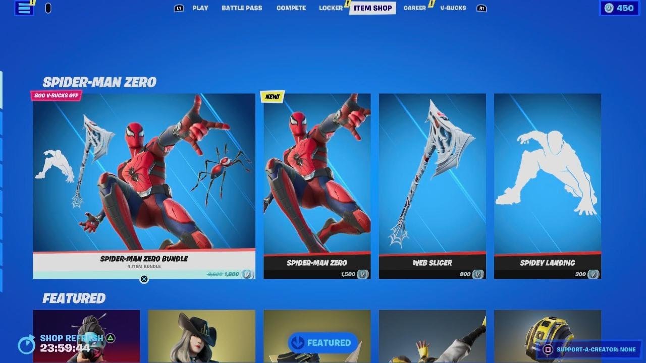 Fortnite Item Shop *NEW* SPIDERMAN ZERO BUNDLE  [June 16, 2022]