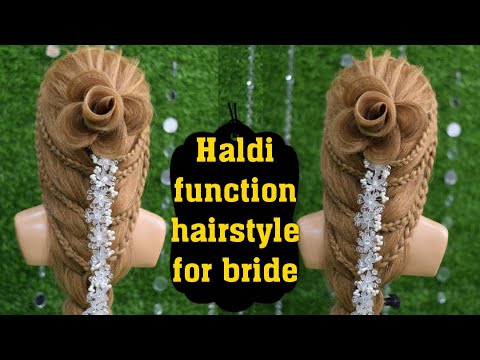 Bridal Hairstyle Ideas for Haldi Function - Yellow Dress Hairstyles - K4  Fashion | Hair styles, Stylish ponytail, Front hair styles