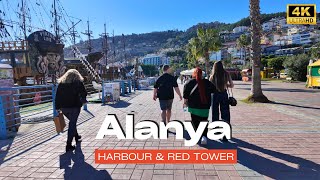 Alanya Harbour & Red Tower Walking Tour Historic Port Walk In Alanya 4K
