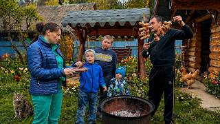 Rural Family Life in the Carpathians 🏔️ Spreading Manure on the Mountain, Planting Trees &amp; BBQ 🔥🌳