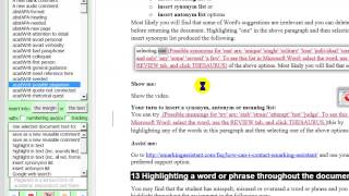 12 Insert meaning, synonym or antonym lists using eMarking Assistant
