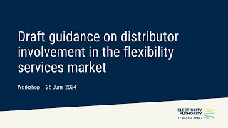 Workshop on guidance on distributor involvement in the flexibility services market 1of 4