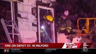 Crews battle overnight blaze in Milford